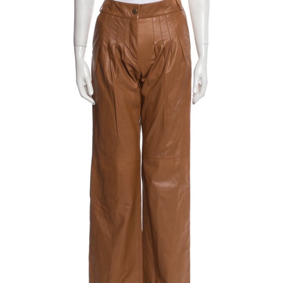 Tod's Pants - Brown Leather Wide-Leg Pants